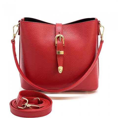 Alive With Style 'Mafalda' Italian Leather Shoulder/Cross Body Bag in Black-Red-Camel-Navy-Taupe/Black-Taupe-Cream-Tan/Brown-Orange-Black/White-Olive-Light Tan-Nude-Light Blue