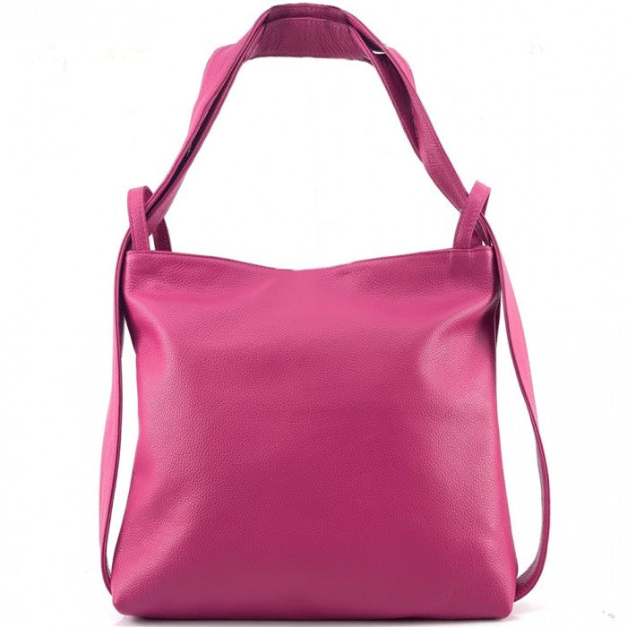 Alive With Style 'Greta GM' Leather Shoulder Bag/Backpack in Fuchsia-Jade-Red-Dark Brown-Black-White-Dark Grey-Ice Blue-Pink-Salmon-Cream-Cobalt-Tan-Rose-Emerald-BrightGreen-Turquoise-Jacaranda-Grey-Green-Taupe-Chocolate-Pink-Yellow-Sage-Navy-Beige