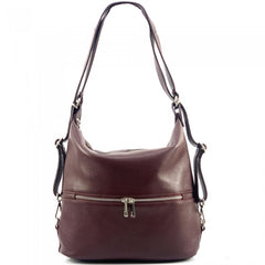 Alive With Style 'Bougainvillea' Italian Leather Shoulder Bag/Backpack in Black-Orange-Navy-Green-LightTan-Chocolate-LightCaramel-Pink-Blue-Red-Dark Red-Grey-Cobalt-Bordeaux-Taupe-Olive-Tan
