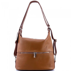 Alive With Style 'Bougainvillea' Italian Leather Shoulder Bag/Backpack in Black-Orange-Navy-Green-LightTan-Chocolate-LightCaramel-Pink-Blue-Red-Dark Red-Grey-Cobalt-Bordeaux-Taupe-Olive-Tan