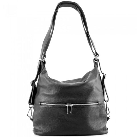 Alive With Style 'Bougainvillea' Italian Leather Shoulder Bag/Backpack in Black-Orange-Navy-Green-LightTan-Chocolate-LightCaramel-Pink-Blue-Red-Dark Red-Grey-Cobalt-Bordeaux-Taupe-Olive-Tan