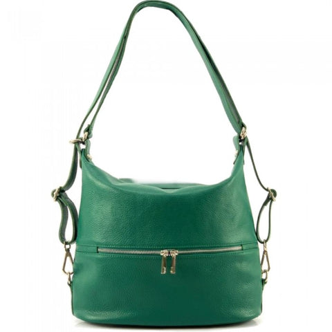 Alive With Style 'Bougainvillea' Italian Leather Shoulder Bag/Backpack in Orange-Navy-Chocolate-Black-Taupe-Jade-Pink-Olive-Emerald-Tan