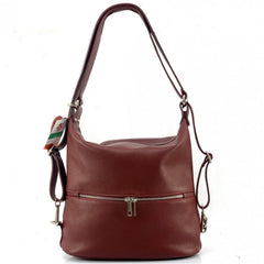 Alive With Style 'Bougainvillea' Italian Leather Shoulder Bag/Backpack in Black-Orange-Navy-Green-LightTan-Chocolate-LightCaramel-Pink-Blue-Red-Dark Red-Grey-Cobalt-Bordeaux-Taupe-Olive-Tan