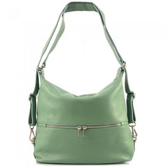 Alive With Style 'Bougainvillea' Italian Leather Shoulder Bag/Backpack in Black-Orange-Navy-Green-LightTan-Chocolate-LightCaramel-Pink-Blue-Red-Dark Red-Grey-Cobalt-Bordeaux-Taupe-Olive-Tan