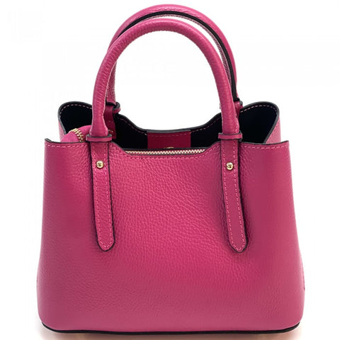 Alive With Style 'Giuseppina' Italian Leather Handbag/Shoulder Bag in White-Black-Nude-Fuchsia