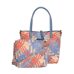 Alive With Style 'Gigi' Tote/Cross Body Bag by Sassy Duck in Charcoal-Latte-Blue