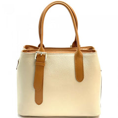 Alive With Style 'Kentia' Leather Handbag/Shoulder Bag/Cross Body Bag in Cream/Taupe-Pink-Black-Green-Beige-Cream-Tan/Brown-LtBlue/Navy-Yellow/Black-Taupe/Black-White-Orange/Tan-Cream/Tan-Navy