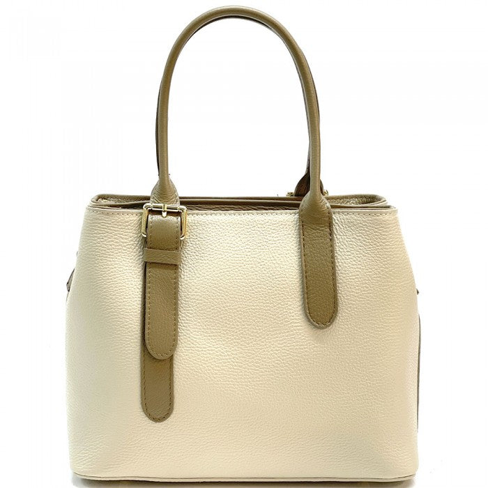 Alive With Style 'Kentia' Leather Handbag/Shoulder Bag/Cross Body Bag in Cream/Taupe-Pink-Black-Green-Beige-Cream-Tan/Brown-LtBlue/Navy-Yellow/Black-Taupe/Black-White-Orange/Tan-Cream/Tan-Navy