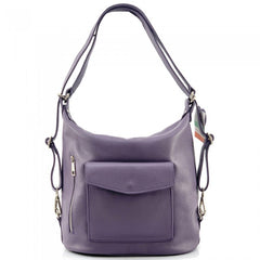 Alive With Style 'Lidia' Italian Leather Shoulder Bag/Backpack in Dark Red-Tan-Black-Red-Pink-Grey-Navy-Dark Taupe-Chocolate-Fushia-Emerald-Jade-Purple-Mauve