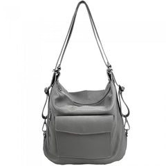 Alive With Style 'Lidia' Italian Leather Shoulder Bag/Backpack in Tan-Black-Pink-DarkRed-Green-Purple-Mauve-Red-DarkTaupe-Nude-Cream-LightCaramel-Chocolate-DarkGrey