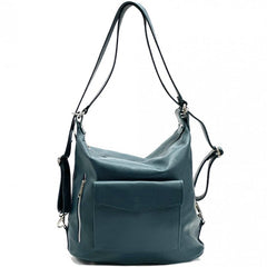 Alive With Style 'Lidia' Italian Leather Shoulder Bag/Backpack in Dark Red-Tan-Black-Red-Pink-Grey-Navy-Dark Taupe-Chocolate-Fushia-Emerald-Jade-Purple-Mauve