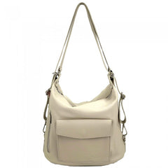 Alive With Style 'Lidia' Italian Leather Shoulder Bag/Backpack in Tan-Black-Pink-DarkRed-Green-Purple-Mauve-Red-DarkTaupe-Nude-Cream-LightCaramel-Chocolate-DarkGrey