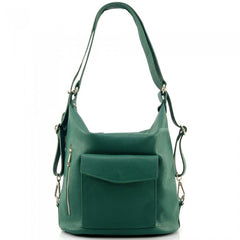Alive With Style 'Lidia' Italian Leather Shoulder Bag/Backpack in Dark Red-Tan-Black-Red-Pink-Grey-Navy-Dark Taupe-Chocolate-Fushia-Emerald-Jade-Purple-Mauve
