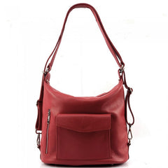 Alive With Style 'Lidia' Italian Leather Shoulder Bag/Backpack in Taupe-Dark Red-Tan-Black-Red-Cream-Pink-Denim-Grey-Olive-Navy