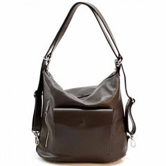 Alive With Style 'Lidia' Italian Leather Shoulder Bag/Backpack in Dark Red-Tan-Black-Red-Pink-Grey-Navy-Dark Taupe-Chocolate-Fushia-Emerald-Jade-Purple-Mauve