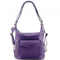 Alive With Style 'Lidia' Italian Leather Shoulder Bag/Backpack in Dark Red-Tan-Black-Red-Pink-Grey-Navy-Dark Taupe-Chocolate-Fushia-Emerald-Jade-Purple-Mauve
