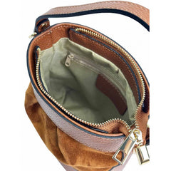 Alive With Style 'Marina' Italian Leather and Suede Handbag/Shoulder Bag in Dark Green-Brown-Black-Dark Brown-Dark Taupe-Light Brown