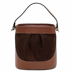 Alive With Style 'Marina' Italian Leather and Suede Handbag/Shoulder Bag in Dark Green-Brown-Black-Dark Brown-Dark Taupe-Light Brown