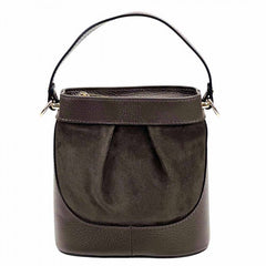 Alive With Style 'Marina' Italian Leather and Suede Handbag/Shoulder Bag in Dark Green-Brown-Black-Dark Brown-Dark Taupe-Light Brown