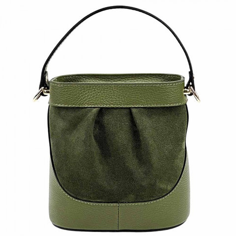 Alive With Style 'Marina' Italian Leather and Suede Handbag/Shoulder Bag in Dark Green-Brown-Black-Dark Brown-Dark Taupe-Light Brown