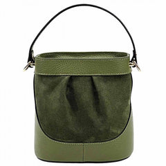 Alive With Style 'Marina' Italian Leather and Suede Handbag/Shoulder Bag in Dark Green-Brown-Black-Dark Brown-Dark Taupe-Light Brown