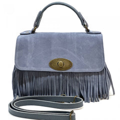 Alive With Style 'The Lady' Italian Suede Leather Handbag/Shoulder Bag in Orange-Black-Apple Green-Azure-Grey-Yellow-Dusty Blue-Red-Taupe-Light Brown-Dark Brown-Green