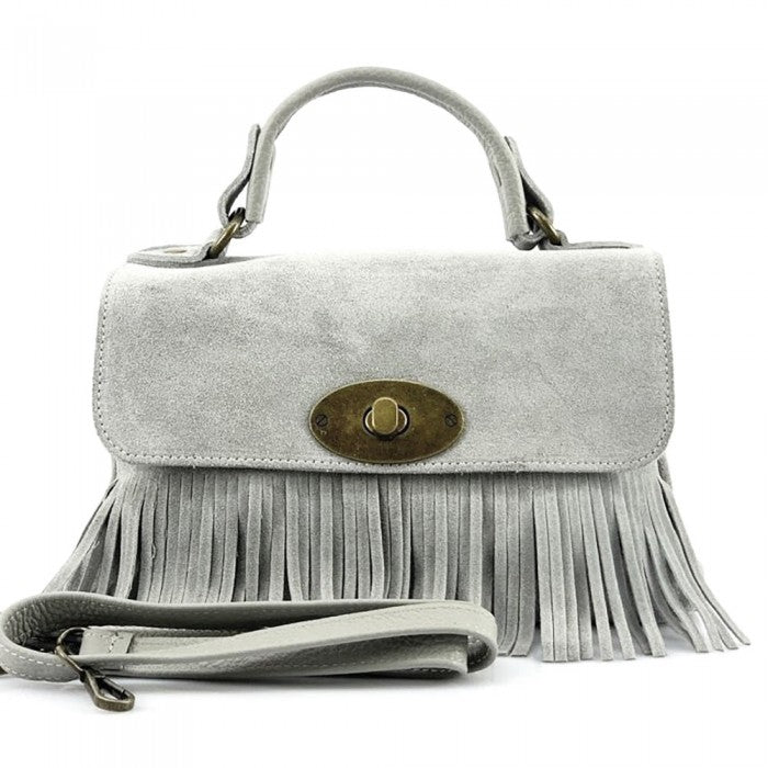 Alive With Style 'The Lady' Italian Suede Leather Handbag/Shoulder Bag in Orange-Black-Apple Green-Azure-Grey-Yellow-Dusty Blue-Red-Taupe-Light Brown-Dark Brown-Green