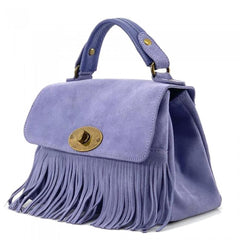 Alive With Style 'The Lady' Italian Suede Leather Handbag/Shoulder Bag in Orange-Black-Apple Green-Azure-Grey-Yellow-Dusty Blue-Red-Taupe-Light Brown-Dark Brown-Green