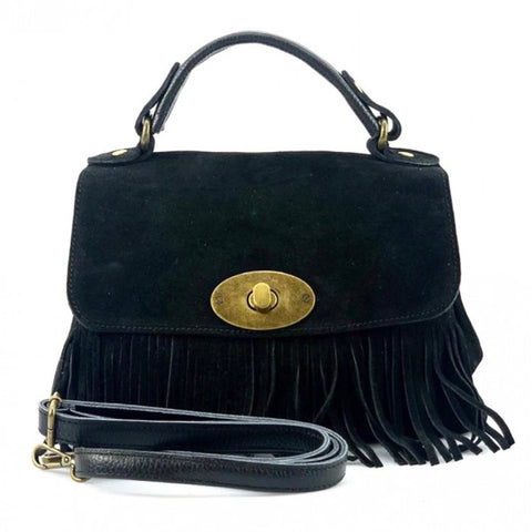 Alive With Style 'The Lady' Italian Suede Leather Handbag/Shoulder Bag in Orange-Black-Apple Green-Azure-Grey-Dusty Blue-Red-Taupe-Light Brown-Dark Brown-Green