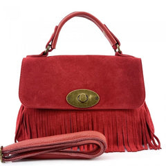 Alive With Style 'The Lady' Italian Suede Leather Handbag/Shoulder Bag in Orange-Black-Apple Green-Azure-Grey-Yellow-Dusty Blue-Red-Taupe-Light Brown-Dark Brown-Green