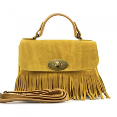 Alive With Style 'The Lady' Italian Suede Leather Handbag/Shoulder Bag in Orange-Black-Apple Green-Azure-Grey-Yellow-Dusty Blue-Red-Taupe-Light Brown-Dark Brown-Green