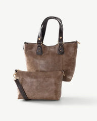 Alive With Style 'Tilly' Tote and Cross Body Bag by Sassy Duck in Rust-Black-Coffee