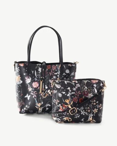 Alive With Style 'Gigi' Tote and Cross Body Bag by Sassy Duck in Black-Tan