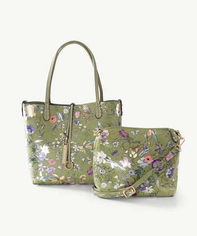 Alive With Style 'Gigi' Tote and Cross Body Bag by Sassy Duck in Black-Tan-Green