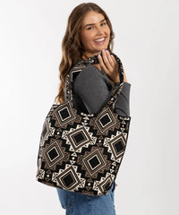 Alive With Style 'Aztec' Shoulder Bag/Tote by Sassy Duck in Cream-Black