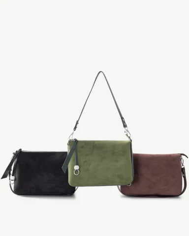 Alive With Style 'Zoe' Shoulder/Cross Body Bag by Sassy Duck in Black-Chocolate-Olive