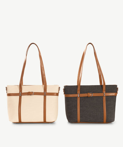 Alive With Style 'Kristy' Tote/Shoulder Bag by Sassy Duck in Beige/Tan-Black/Tan