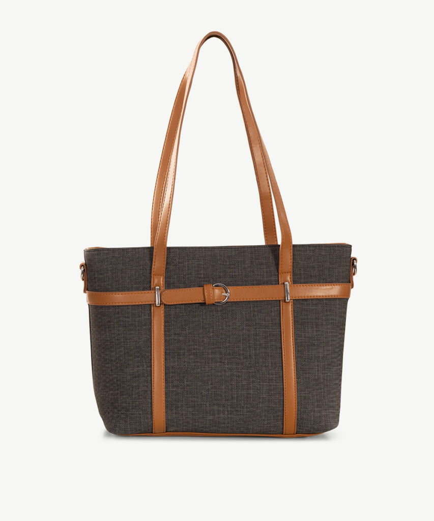 Alive With Style 'Kristy' Tote/Shoulder Bag by Sassy Duck in Beige/Tan-Black/Tan