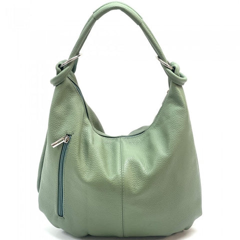 Alive With Style 'Alessandra' Italian Leather Shoulder Bag in Green-Navy-Red-Black-Grey-Orange-Cream-Tan-Taupe