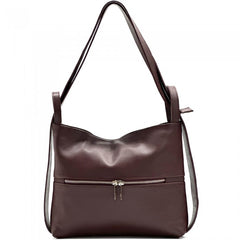 Alive With Style 'Gita' Leather Shoulder Bag/Backpack in Pink-Navy-Chocolate-Caramel-Black-Olive-Purple