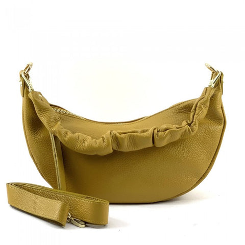Alive With Style 'Tara' Italian Leather Shoulder Bag in Olive-Yellow-Bordeaux