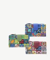Alive With Style 'Mosaic' Leather Wallet by Sassy Duck kin Green-Blue-Red