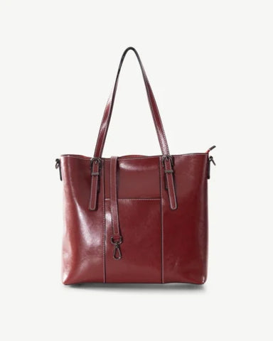 Alive With Style 'Madrid' Leather Tote by Sassy Duck in Red-Emerald
