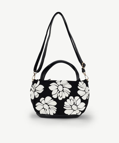 Alive With Style 'Wild Rose' Tote/Handbag/Shoulder Bag and Cross Body Bag by Sassy Duck in Black/White