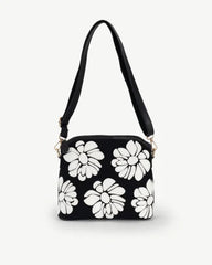 Alive With Kyle 'Wild Rose' Leather Shoulder/Cross Body Bag by Sassy Duck in Black/White