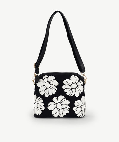 Alive With Style 'Wild Rose' Shoulder/Cross Body Bag by Sassy Duck in Black/White Floral