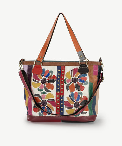 Alive With Style 'Botanica' Leather Tote/Handbag/Shoulder Bag by Sassy Duck in Multi