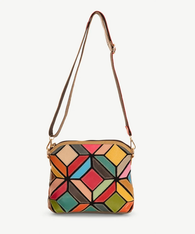 Alive With Style 'Geometric' Leather Shoulder/Cross Body Bag by Sassy Duck in Geometric