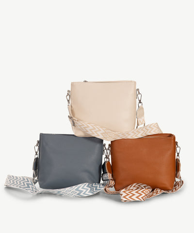 Alive With Style 'Leah' Leather Shoulder/Cross Body Bag by Sassy Duck in Blue-Tan-Cream
