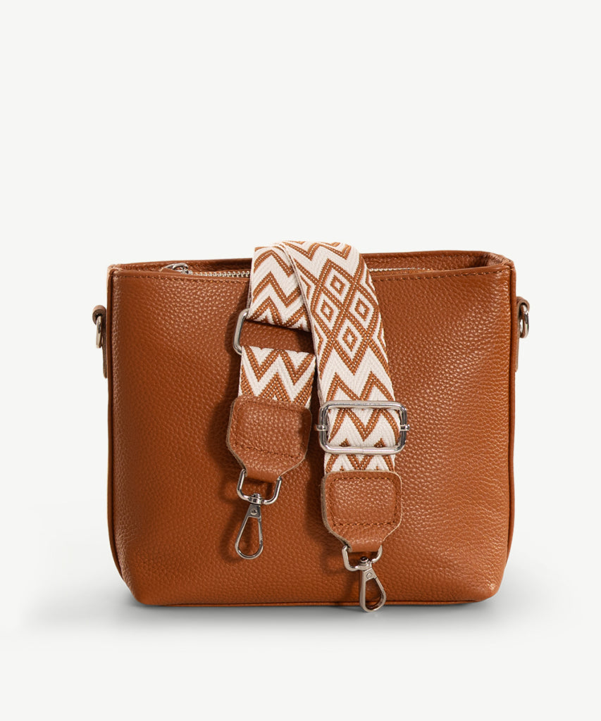 Alive With Style 'Leah' Leather Shoulder/Cross Body Bag by Sassy Duck in Blue-Tan-Cream